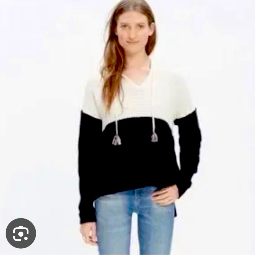 Madewell Colorblock Hoodie Sweater - Black and White